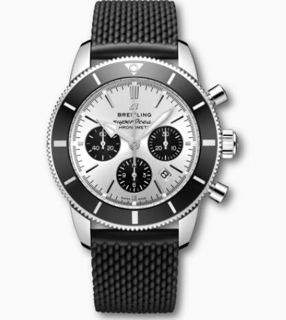 Review Breitling Superocean Heritage B01 Chronograph 44 Stainless Steel Silver Replica Watch AB0162121G1S1 - Click Image to Close