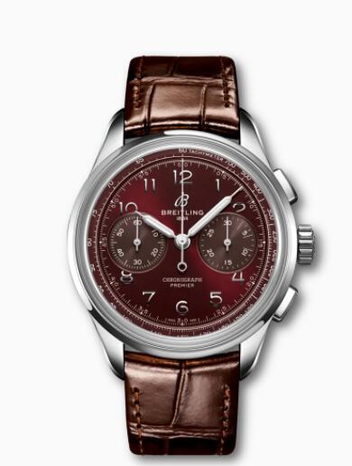 Review Breitling Premier B09 Chronograph 40 Stainless Steel Burgundy AB0930D41K1P1 Replica Watch - Click Image to Close