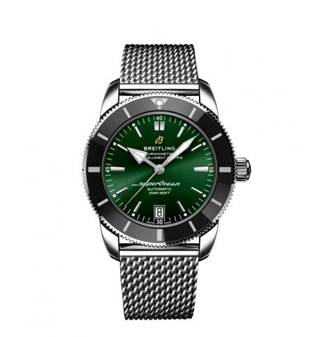 Review Replica Breitling Superocean Heritage II 42 Stainless Steel Black Green Bracelet Watch AB2010121L1A1