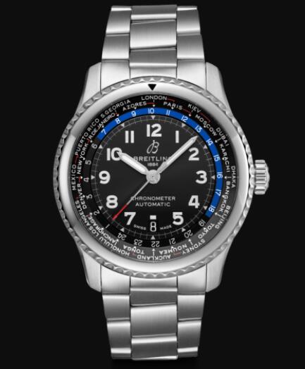 Review Breitling Aviator 8 B35 Automatic Unitime 43 Stainless Steel - Black Replica Watch AB3521U41B1A1 - Click Image to Close