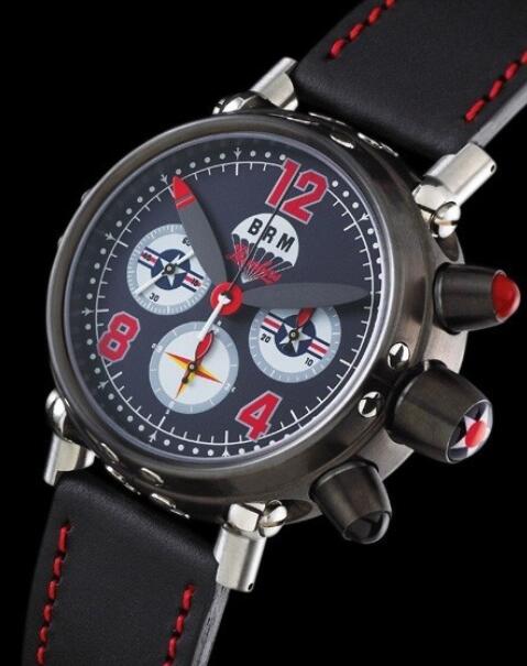 Review Replica B.R.M Bombers Watch Bombers-45-N-US1 Black PVD Steel - Leather Bracelet