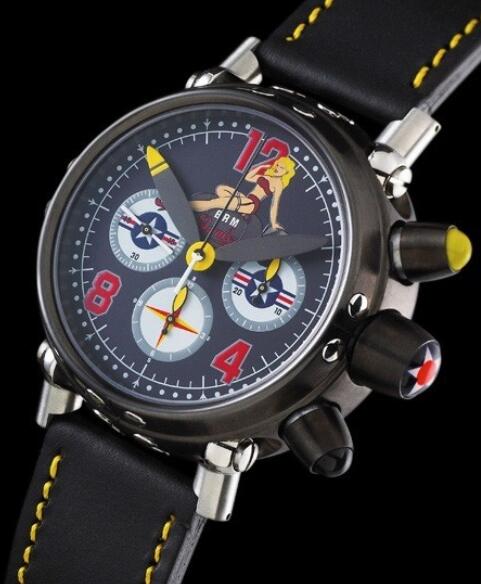 Review Replica B.R.M Bombers Watch Bombers-45-N-US2 Black PVD Steel - Leather Bracelet