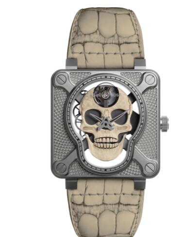 Review Bell and Ross BR 01 Replica Watch BR 01 LAUGHING SKULL WHITE BR01-SKULL-O-SK-ST