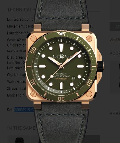 Review Bell and Ross BR 03-92 Diver Replica Watch BR 03-92 DIVER GREEN BRONZE BR0392-D-G-BR/SCA