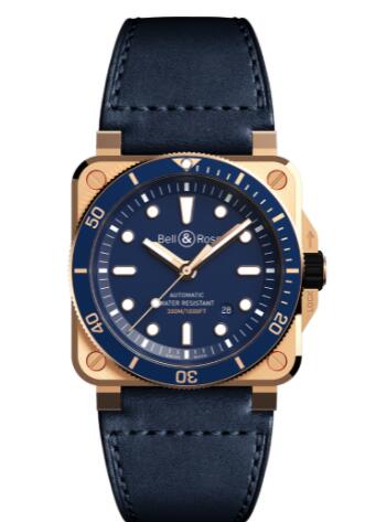 Review Bell and Ross BR 03-92 Diver Replica Watch BR 03-92 DIVER BLUE BRONZE BR0392-D-LU-BR/SCA - Click Image to Close