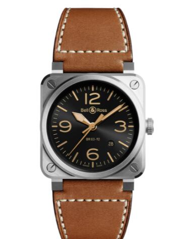 Review Bell and Ross BR 03 Replica Watch NEW BR 03-92 GOLDEN HERITAGE BR0392-GH-ST/SCA - Click Image to Close