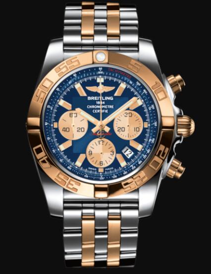 Review Replica Breitling Chronomat 44 Stainless Steel & 18k Rose Gold - Blue Watch CB0110121C1C1 - Click Image to Close