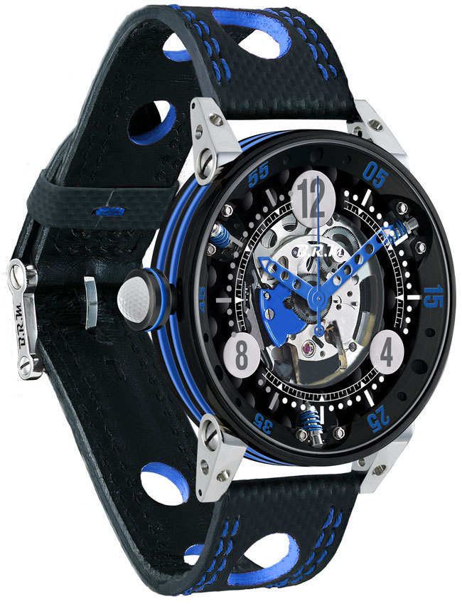 Review Brm Gulf Watch Replica BRM Golf Black Skeleton Dial Light Blue GF6-44-SA-N-SQ-ABLC