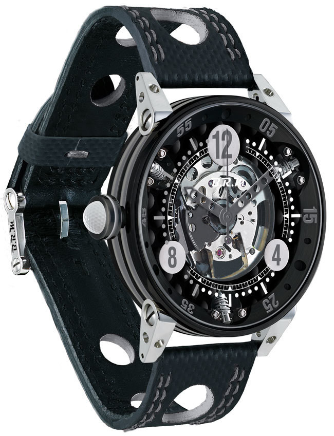 Review Brm Gulf Watch Replica BRM Golf Black Skeleton Dial Silver GF6-44-SA-N-SQ-AG