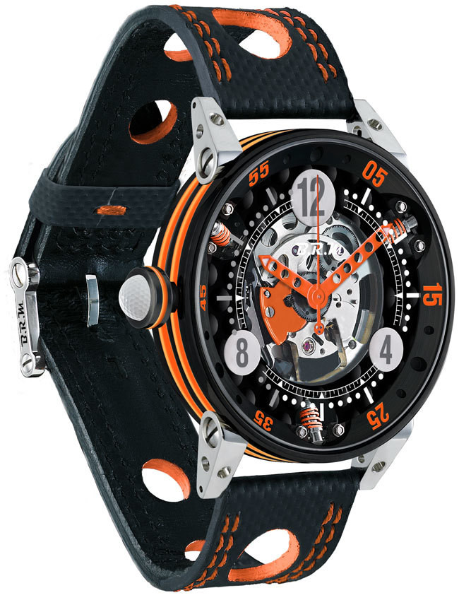 Review Brm Gulf Watch Replica BRM Golf Black Skeleton Dial Orange GF6-44-SA-N-SQ-AO