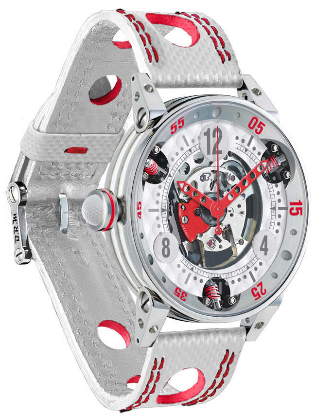 Review Brm Gulf Watch Replica BRM Golf White Skeleton Dial Red GF6-44-SA-SQ-AR - Click Image to Close