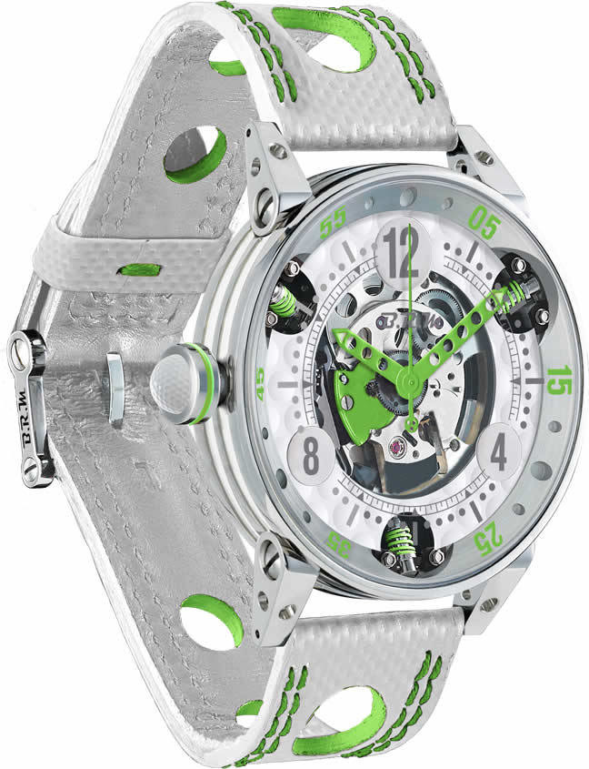 Review Brm Gulf Watch Replica BRM Golf White Skeleton Dial Green GF6-44-SA-SQ-AVP