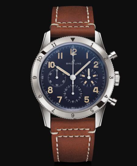 Review Breitling AVI 1953 Edition Platinum - Blue Replica Watch LB0920131C1X1
