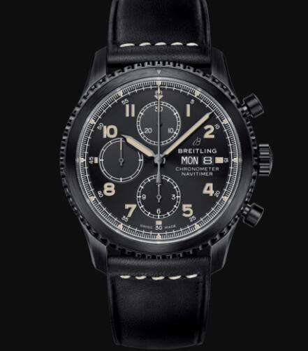 Review Breitling Navitimer 8 Chronograph 43 DLC-Coated Stainless Steel - Black Replica Watch M13314101B1X1 - Click Image to Close