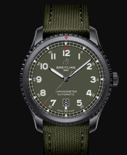 Review Breitling Aviator 8 Automatic 41 Black Steel Curtiss Warhawk DLC-Coated Stainless Steel - Green Replica Watch M173152A1L1X2 - Click Image to Close