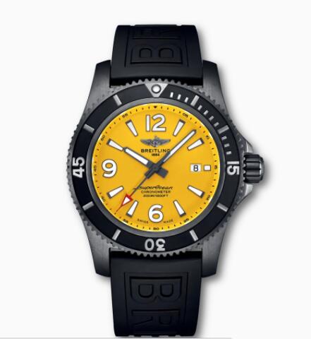 Review Breitling Superocean Automatic 46 Black Steel DLC-Coated Stainless Steel Yellow M17368D71I1S1 Replica Watch - Click Image to Close