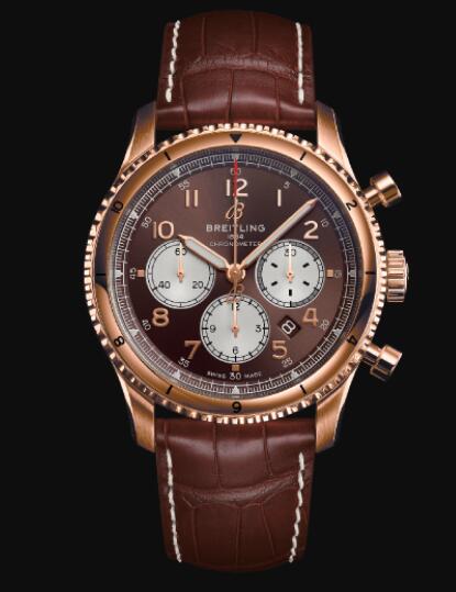 Review Breitling Aviator 8 B01 Chronograph 43 18k Red Gold - Bronze Replica Watch RB0119131Q1P1 - Click Image to Close