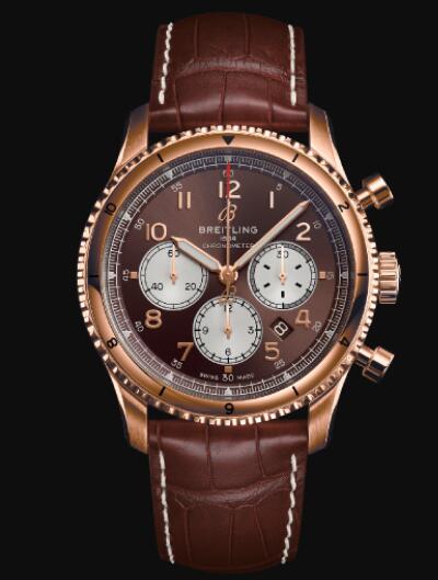 Review Breitling Aviator 8 B01 Chronograph 43 18k Red Gold - Bronze Replica Watch RB0119131Q1P2 - Click Image to Close