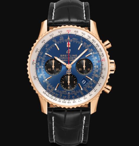 Review Breitling Navitimer B01 Chronograph 43 18k Red Gold - Blue Replica Watch RB0121211C1P1