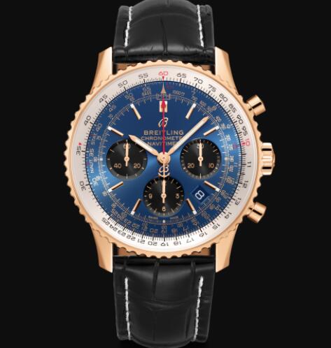 Review Breitling Navitimer B01 Chronograph 43 18k Red Gold - Blue Replica Watch RB0121211C1P1 - Click Image to Close