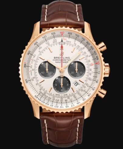 Review Breitling Navitimer B01 Chronograph 46 18k Red Gold - Silver Replica Watch RB0127121G1P1