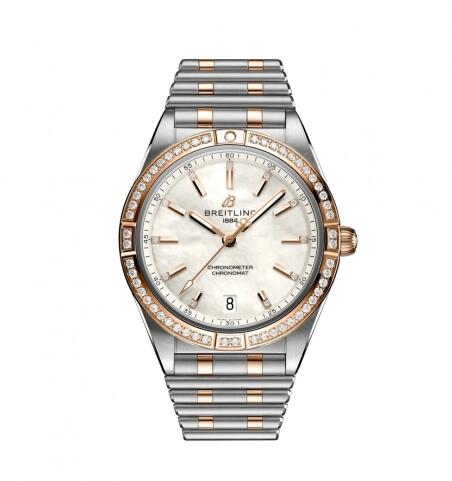 Review Breitling Chronomat Automatic 36 Stainless Steel Red Gold - Diamond MOP Rouleaux Replica Watch U10380591A2U1