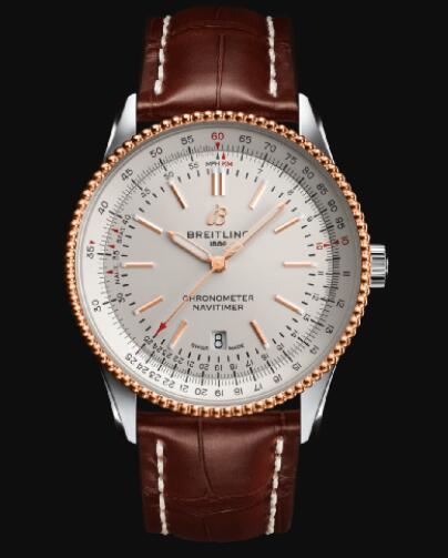 Review Breitling Navitimer Automatic 41 Stainless Steel & 18k Red Gold - Silver Replica Watch U17326211G1P1 - Click Image to Close