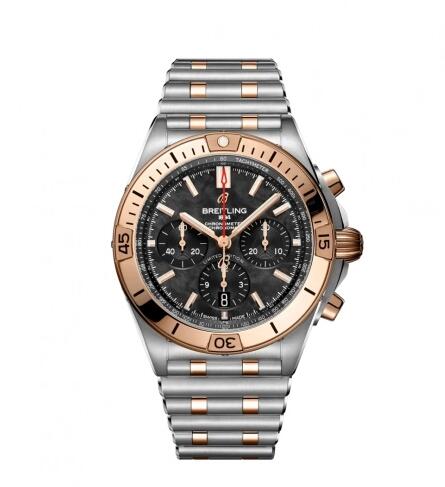 Review Replica Breitling Chronomat B01 42 Stainless Steel Red Gold Black MOP USA Watch UB01341A1B1U1 - Click Image to Close
