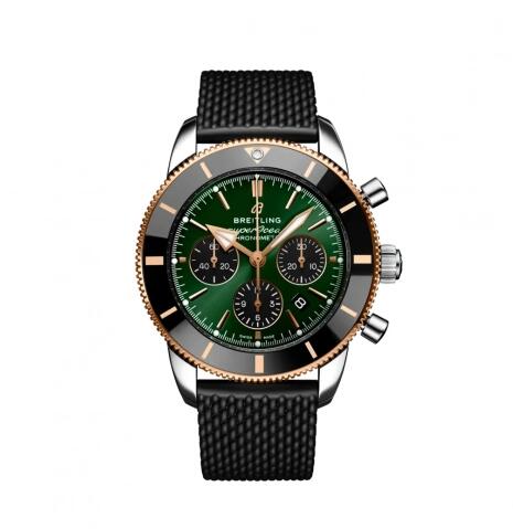 Review Replica Breitling Superocean Heritage II B01 Chronograph 44 Stainless Steel Red Gold Green Watch UB01622A1L1S1