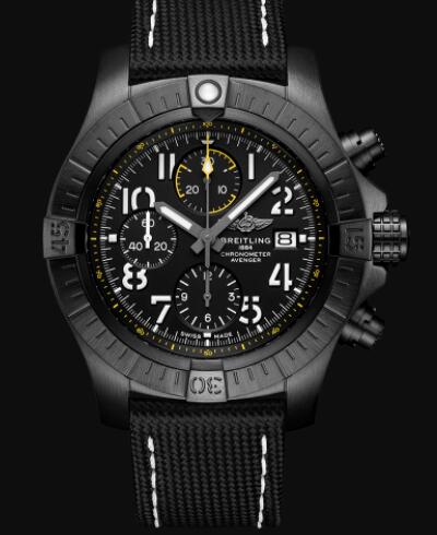 Review Replica Breitling Avenger Chronograph 45 Night Mission DLC-Coated Titanium - Black Watch V13317101B1X1