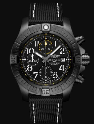 Review Replica Breitling Avenger Chronograph 45 Night Mission DLC-Coated Titanium - Black Watch V13317101B1X2 - Click Image to Close