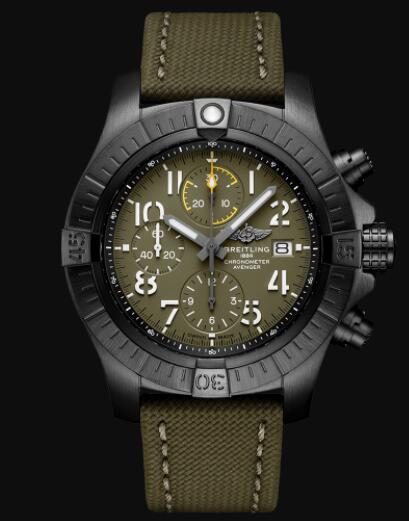 Review Breitling Avenger Chronograph 45 Night Mission DLC-Coated Titanium Replica Watch V13317101L1X1 - Click Image to Close