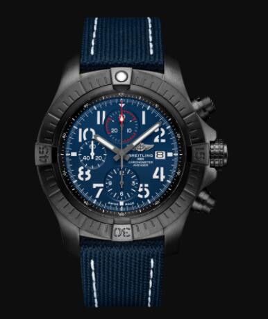 Review Breitling Super Avenger Chronograph 48 Night Mission DLC-Coated Titanium - Blue Replica Watch V13375101C1X2